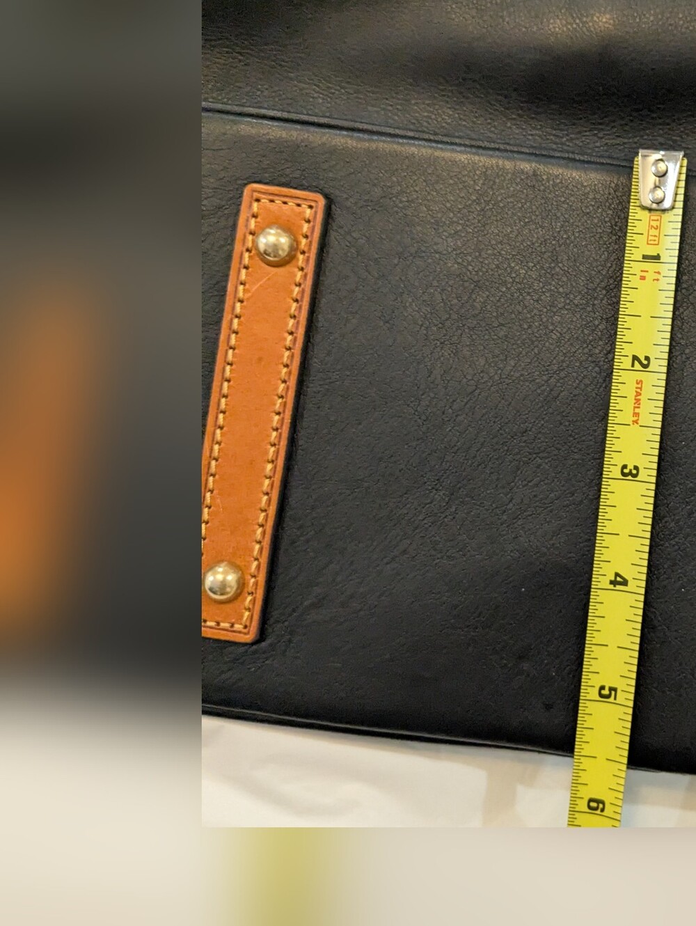 Dooney & Bourke Black Leather Zip-Top Tote with Tan Trim - Picture 13 of 15